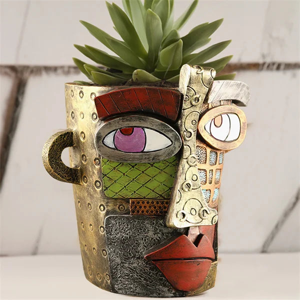 Handmade Picasso Brutalist Abstract Beauty Face Flower Pot