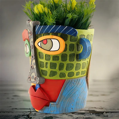 Handmade Picasso Brutalist Abstract Beauty Face Flower Pot