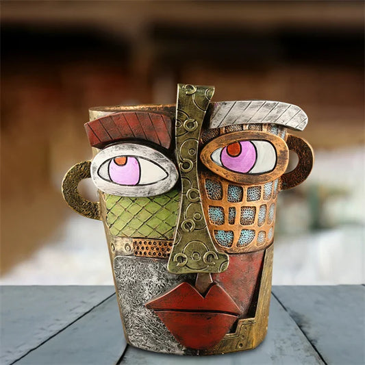 Handmade Picasso Brutalist Abstract Beauty Face Flower Pot