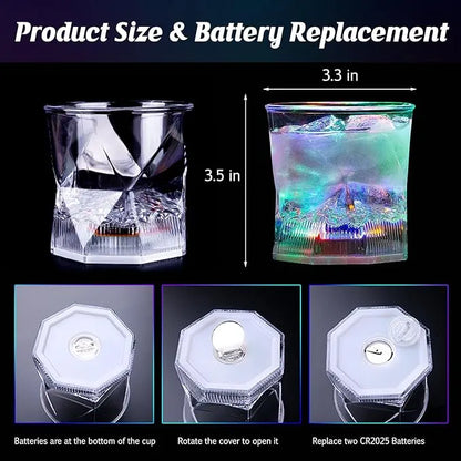 Liquid Activated Multicolor LED Lowball Glass