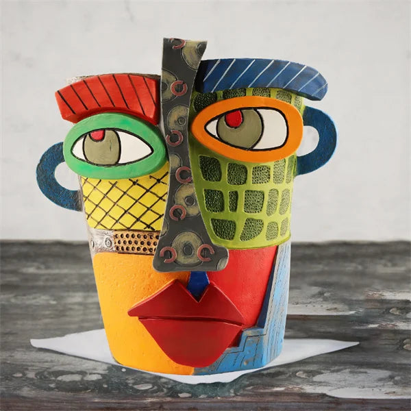 Handmade Picasso Brutalist Abstract Beauty Face Flower Pot