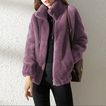 Stand-collar Double-faced Fleece Jacket