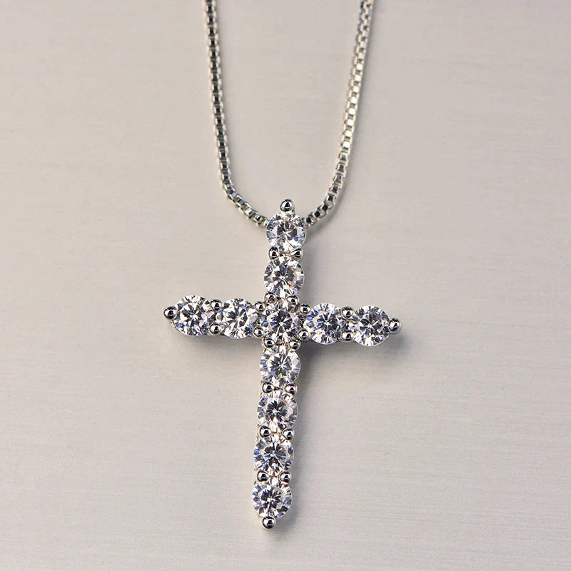 Lab Grown Prong-Set Diamond Cross Pendant