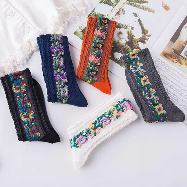 Lexofitt™ Vintage Embroidered Floral Socks