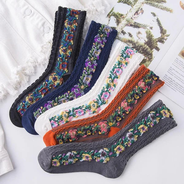 Lexofitt™ Vintage Embroidered Floral Socks