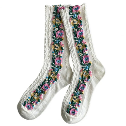 Lexofitt™ Vintage Embroidered Floral Socks